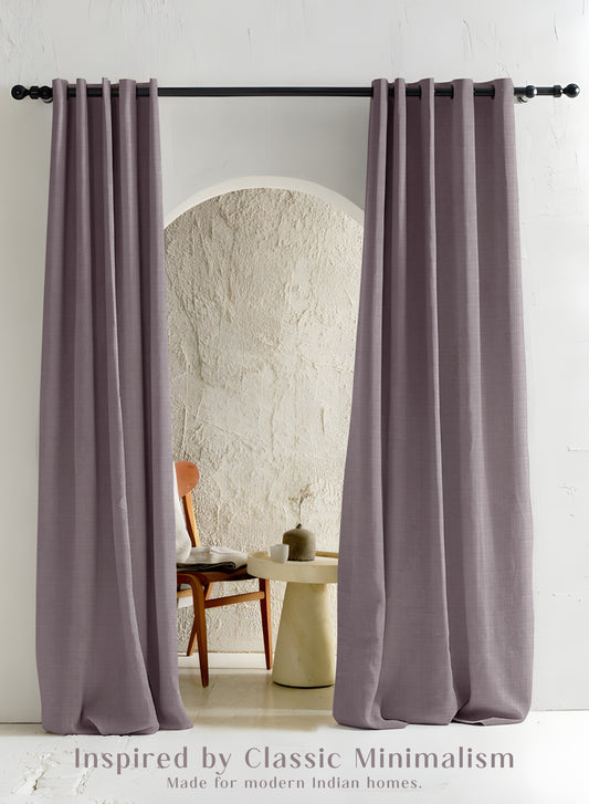 Cocoon Minimal Texture Room Darkening Curtains | Modern Aesthetic | Warm Gray | Set of 2 | Fully Customizable