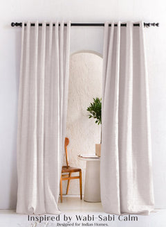 Amore Plain Cotton Room Darkening Curtains | Modern Elegance | Off White | Set of 2 | Fully Customizable