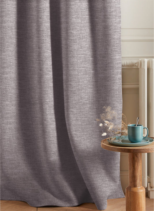 Amore Plain Cotton Room Darkening Curtains | Modern Elegance | Gray | Set of 2 | Fully Customizable