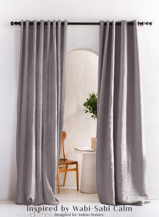Amore Plain Cotton Room Darkening Curtains | Modern Elegance | Gray | Set of 2 | Fully Customizable