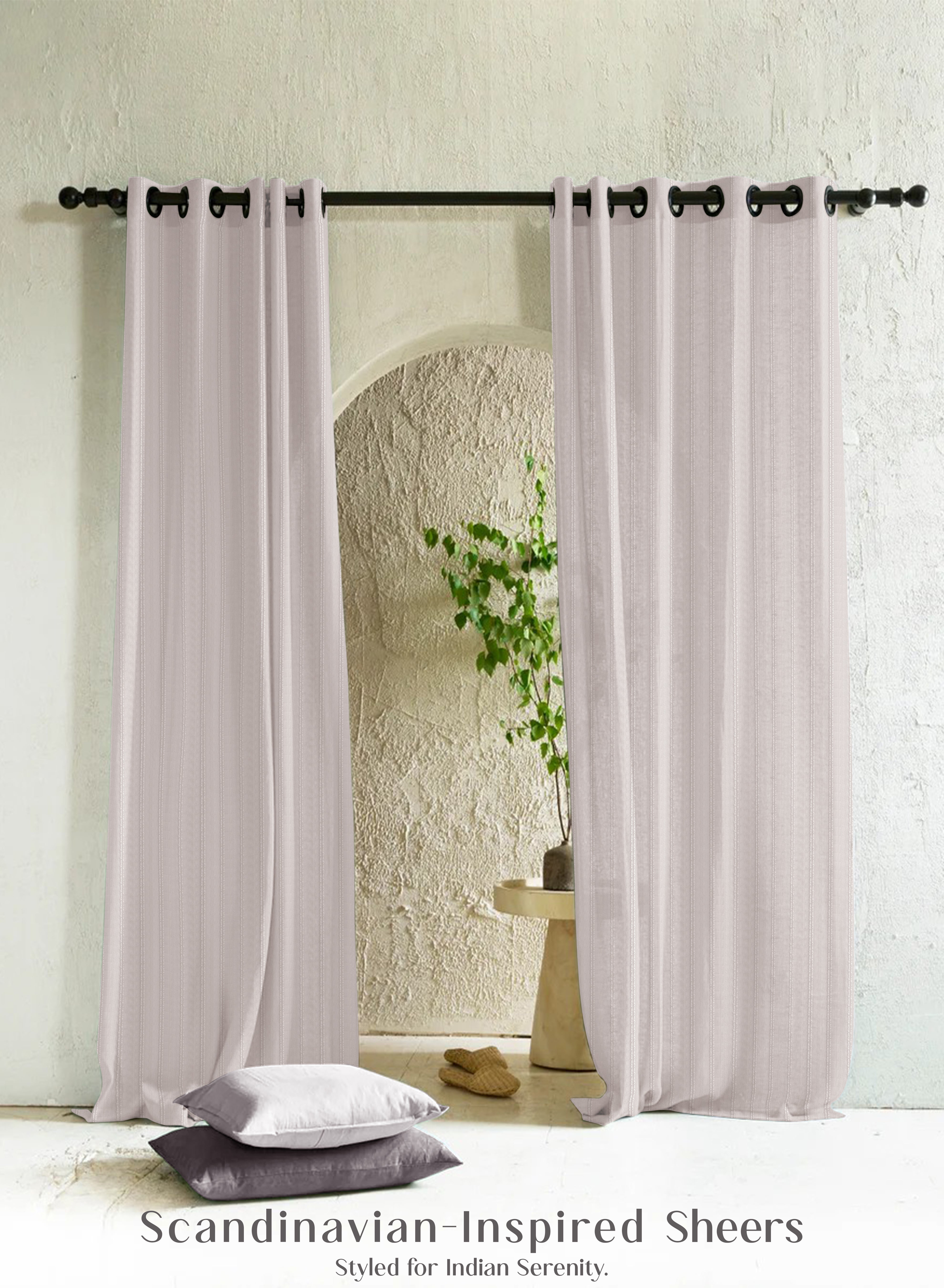 Amore Striped Sheer Curtains | Airy Elegance & Soft Light Filter | Off White | Set of 2 | Fully Customizable