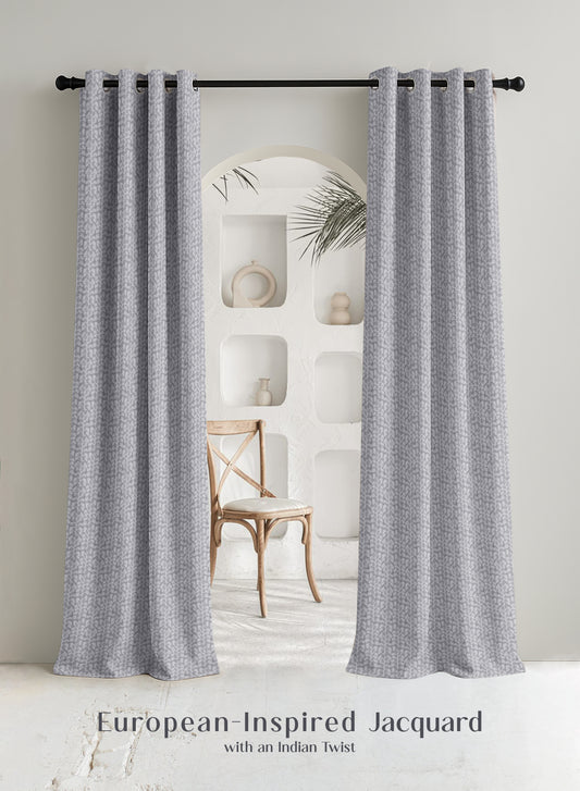 Eudora Jacquard Room Darkening Curtains | Pebble Jacquard Weave | Feather Gray | Set of 2 | Fully Customizable