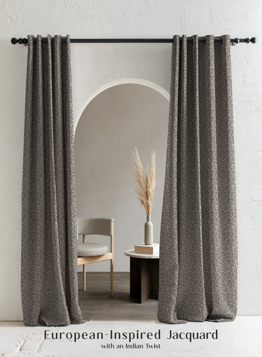Eudora Jacquard Room Darkening Curtains | European Jacquard Weave | Café Dusk | Set of 2 | Fully Customizable