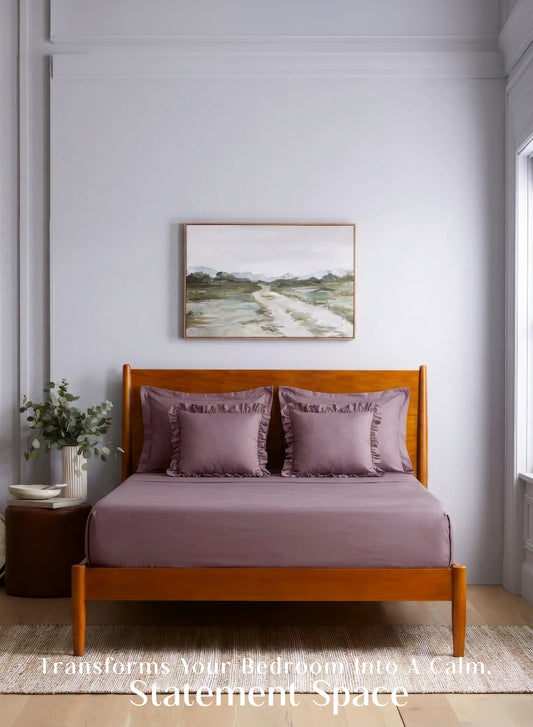 Home Crayons LuxeSoft™ Double Bedsheet Set | Oversized King | Includes 2 Pillow Covers & 2 Cushion Covers | Mulberry