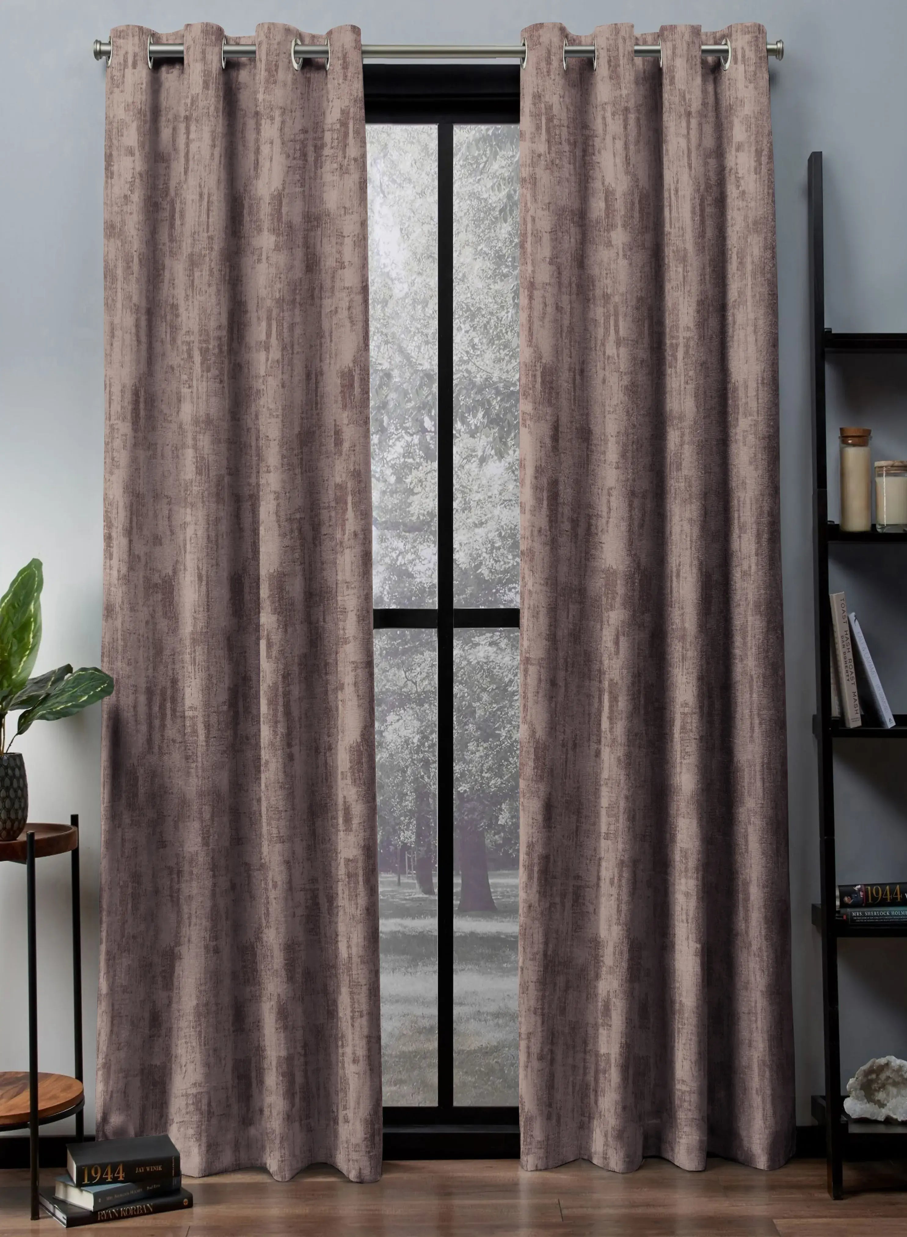Bling Rustic Vibe Blackout Curtains | 100% Cotton | Brown | Set of 2