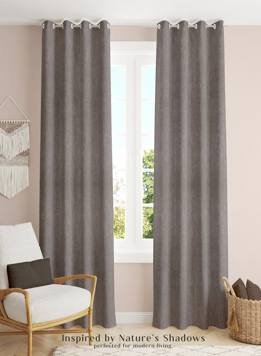 Arezzo Plain Blackout Curtains | Soft Heavy Fabric & Total Light Block | Gray | Set of 2 | Fully Customizable