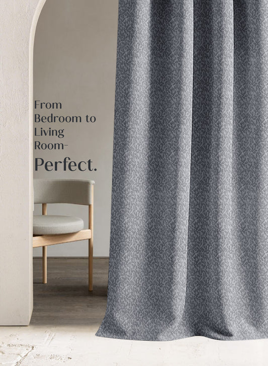 Eudora Jacquard Room Darkening Curtains | European Jacquard Weave | Dusk Gray | Set of 2 | Fully Customizable