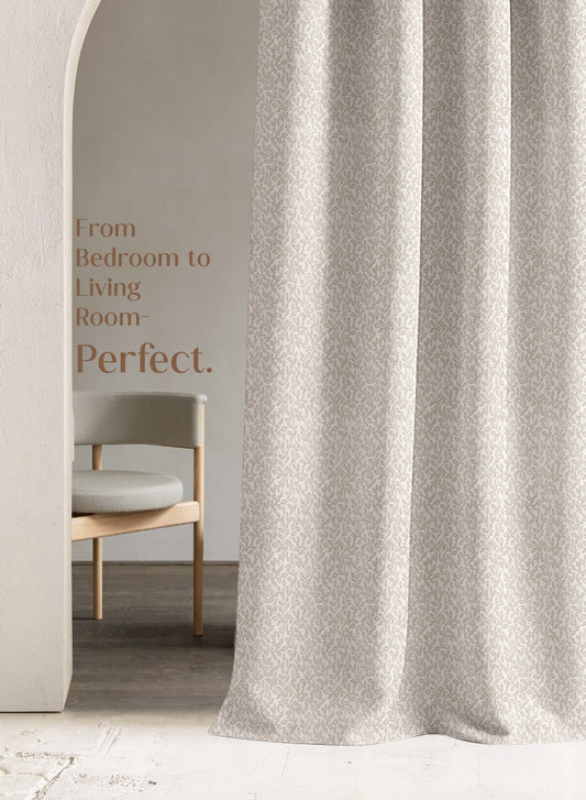 Eudora Jacquard Room Darkening Curtains | European Jacquard Weave | Oatleaf | Set of 2 | Fully Customizable