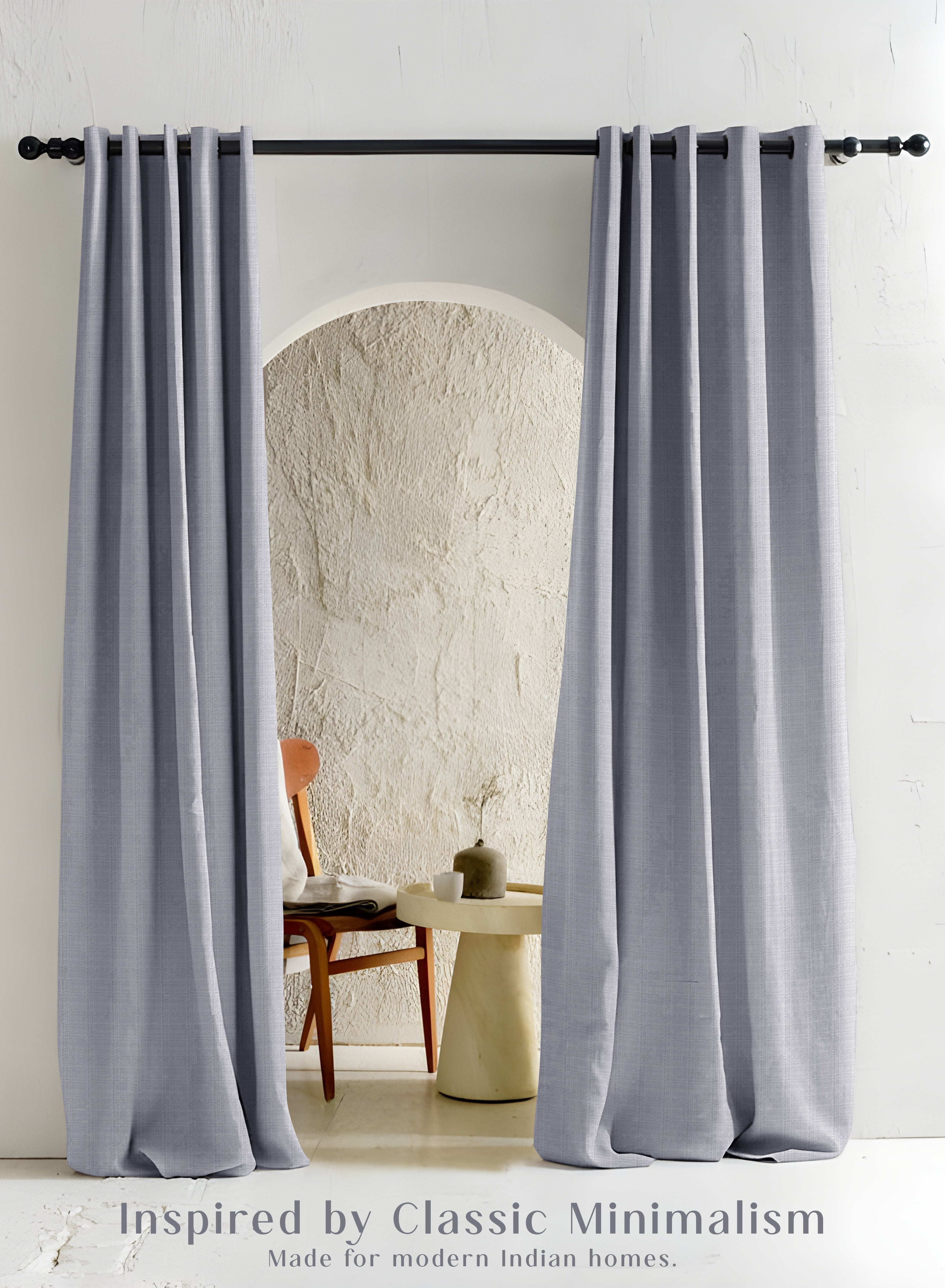 Cocoon Minimal Texture Room Darkening Curtains | Modern Aesthetic | Echo Blue | Set of 2 | Fully Customizable