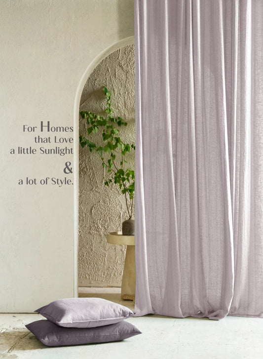 Amore Striped Sheer Curtains | Airy Elegance & Soft Light Filter | Gray | Set of 2 | Fully Customizable