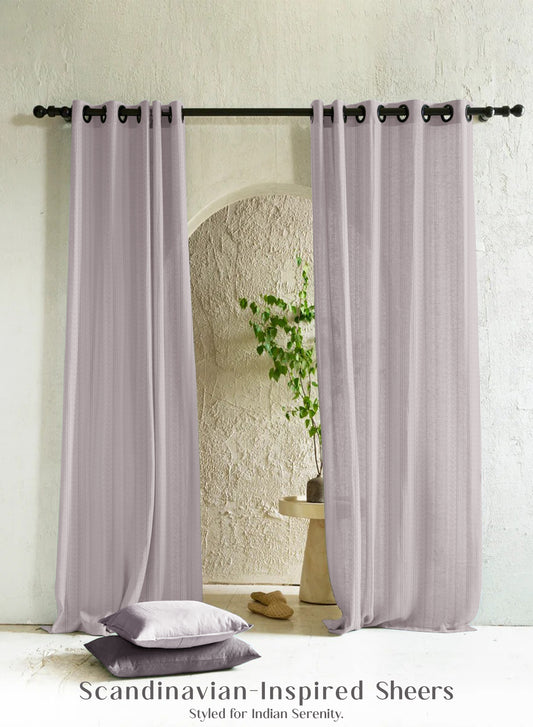 Amore Striped Sheer Curtains | Airy Elegance & Soft Light Filter | Gray | Set of 2 | Fully Customizable