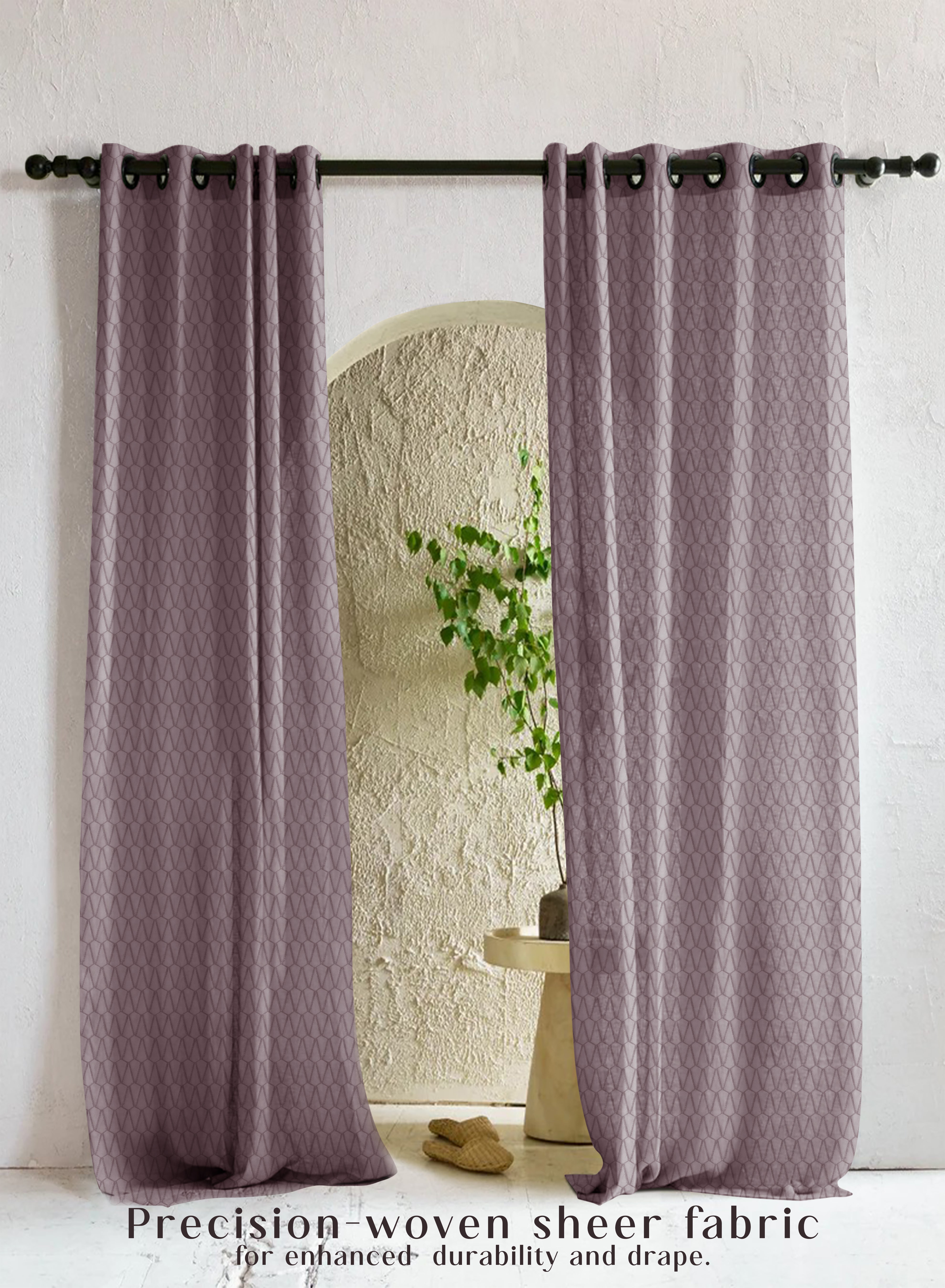 Elsa Textured Sheer Curtains | Modern Aesthetic & Soft Light Filter | Deep Brown | Set of 2 | Fully Customizable