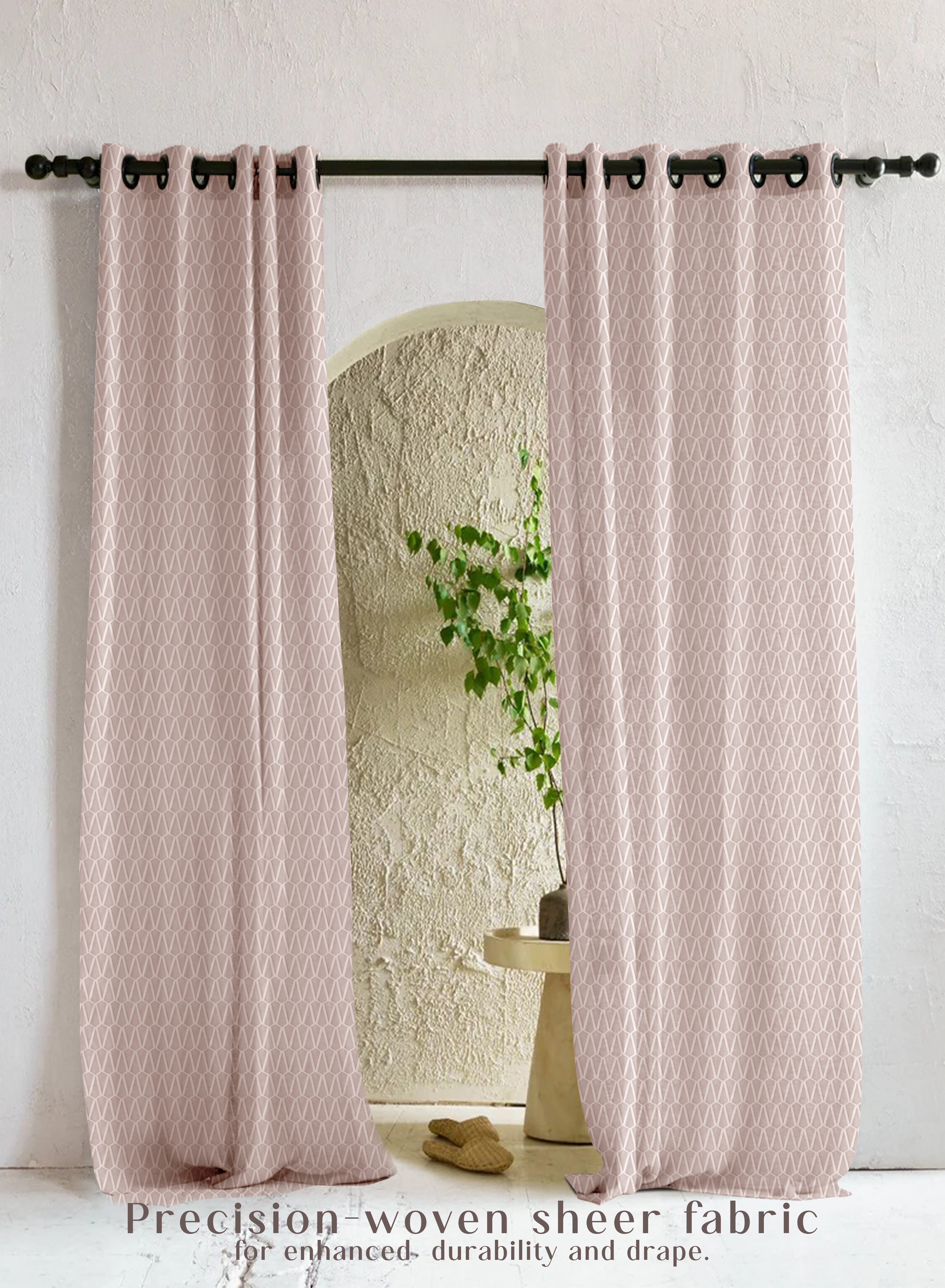 Elsa Textured Sheer Curtains | Modern Aesthetic & Soft Light Filter | Beige | Set of 2 | Fully Customizable
