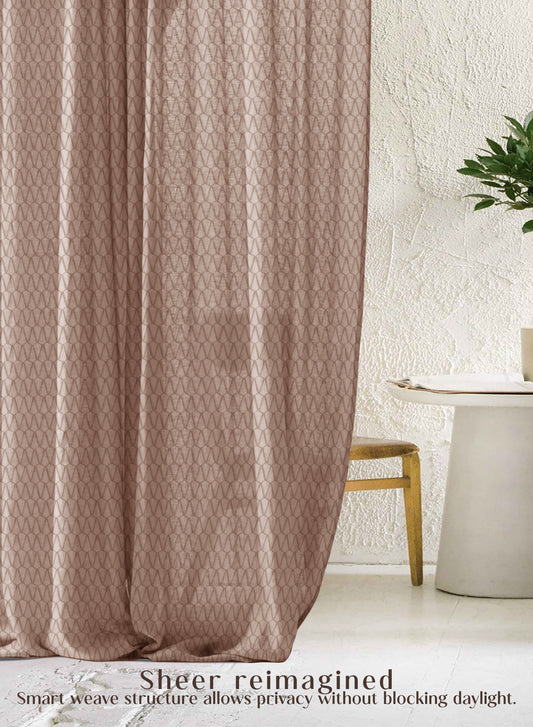Elsa Textured Sheer Curtains | Modern Aesthetic & Soft Light Filter | Mocha Brown | Set of 2 | Fully Customizable