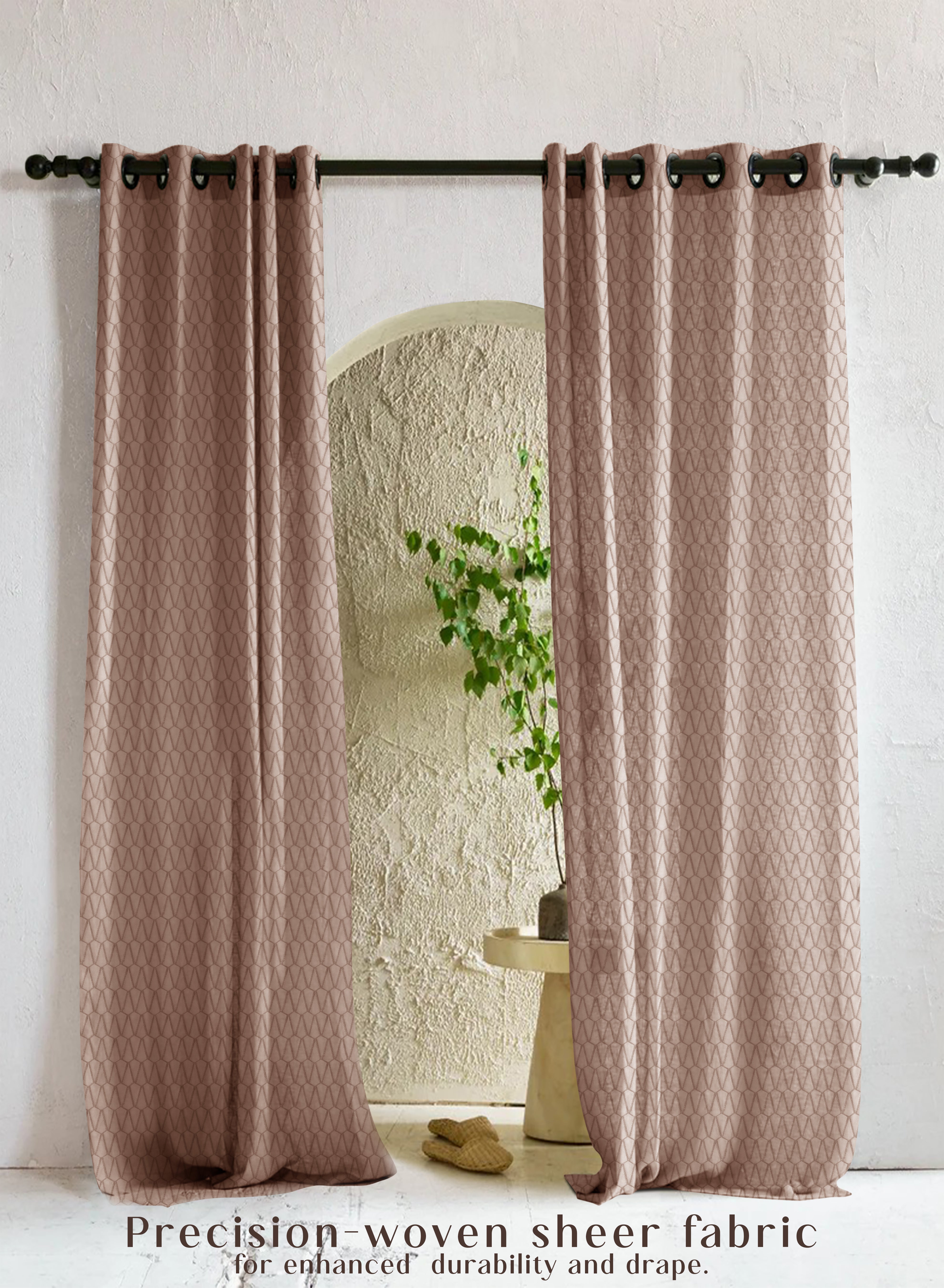 Elsa Textured Sheer Curtains | Modern Aesthetic & Soft Light Filter | Mocha Brown | Set of 2 | Fully Customizable