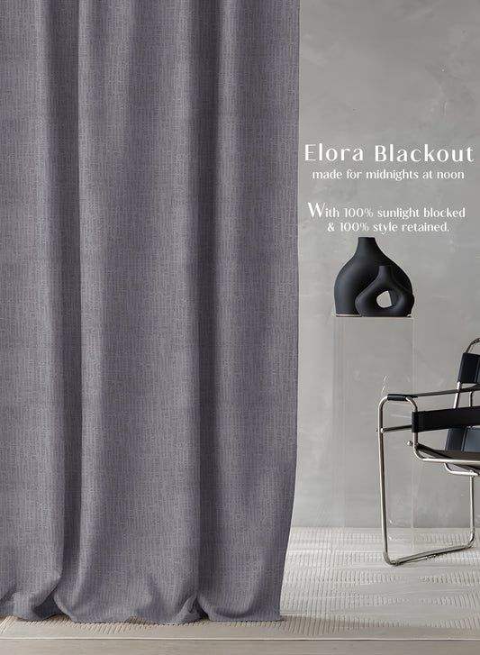 Elora Textured Blackout Curtains | Minimal Design & Total Light Block | Gray | Set of 2 | Fully Customizable