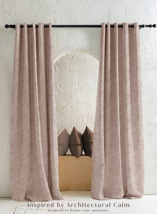 Elsa Textured Room Darkening Curtains | Modern Aesthetic | Beige | Set of 2 | Fully Customizable