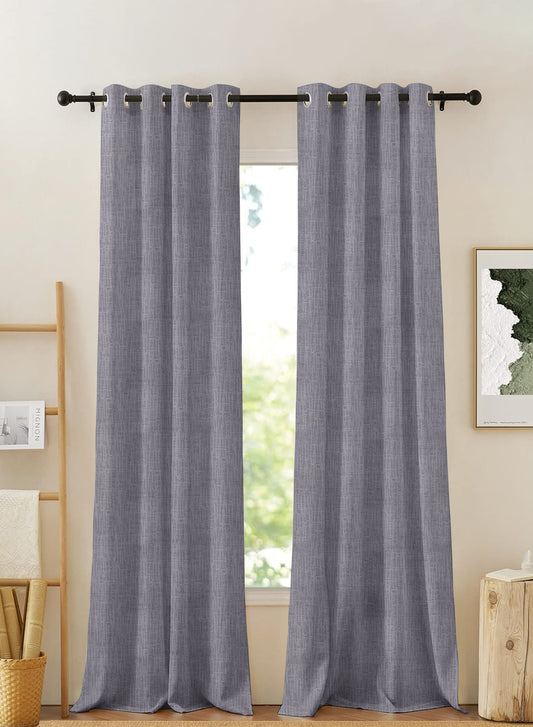 Elora Textured Blackout Curtains | Minimal Design & Total Light Block | Gray | Set of 2 | Fully Customizable