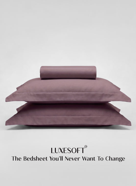 Home Crayons LuxeSoft™ Double Bedsheet Set | Oversized King | Includes 2 Pillow Covers & 2 Cushion Covers | Mulberry