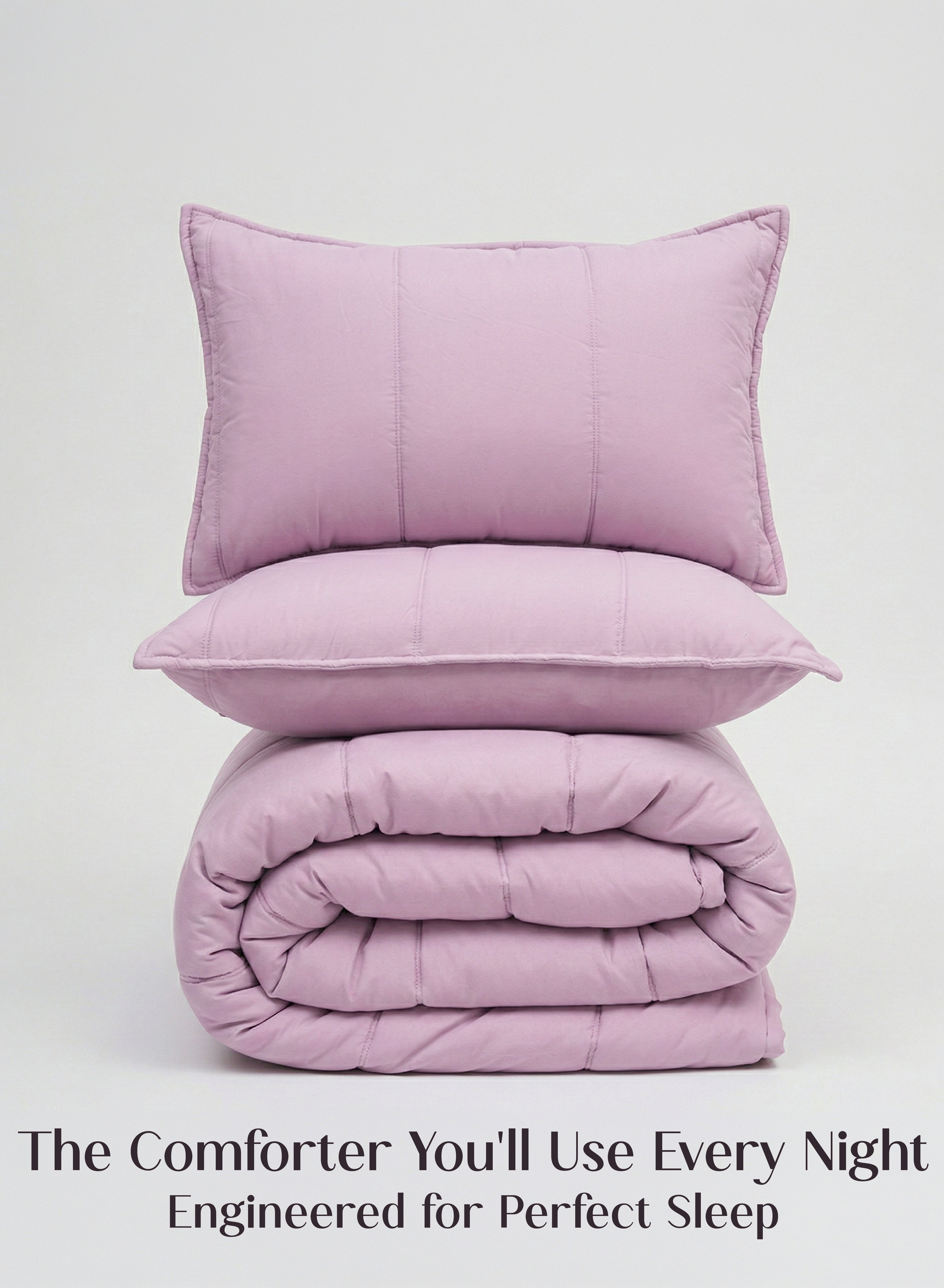 Cocoon AC Comforter Set | 5-Piece Designer Bed Set for Modern Homes | Lilac Daisy