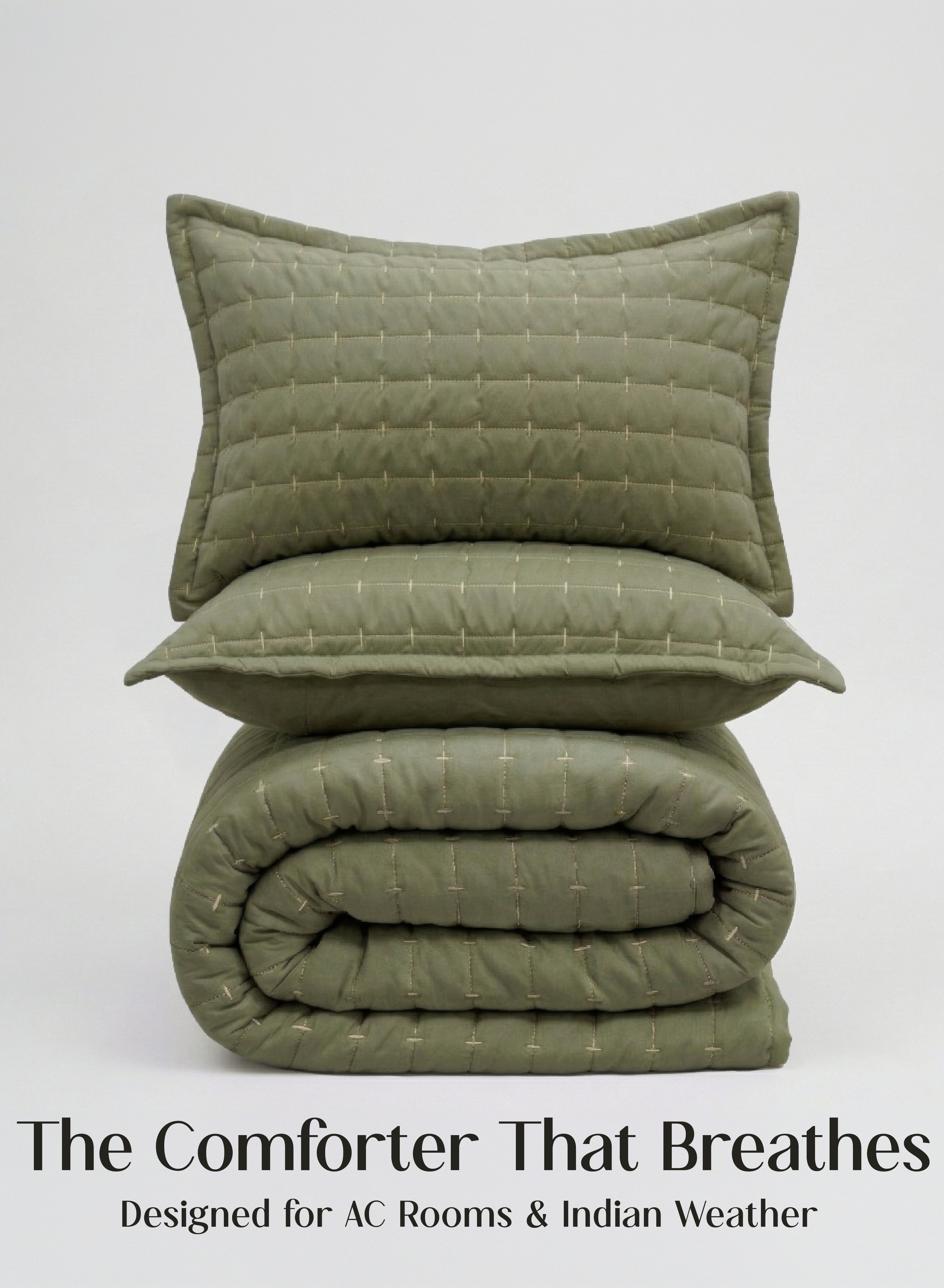 CloudTouch™ 5-Piece Comforter Set | 33% Oversized | Includes 2 Pillow & 2 Cushion Covers | Olive Grove