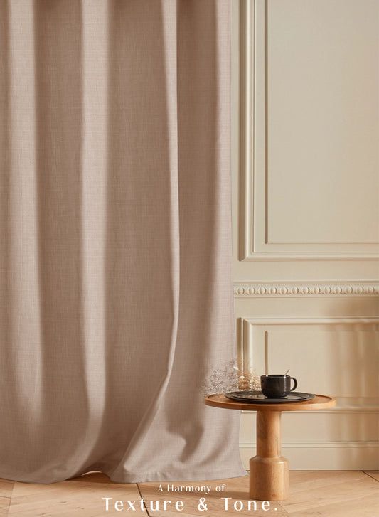 Cocoon Minimal Texture Room Darkening Curtains | Modern Aesthetic | Camel | Set of 2 | Fully Customizable