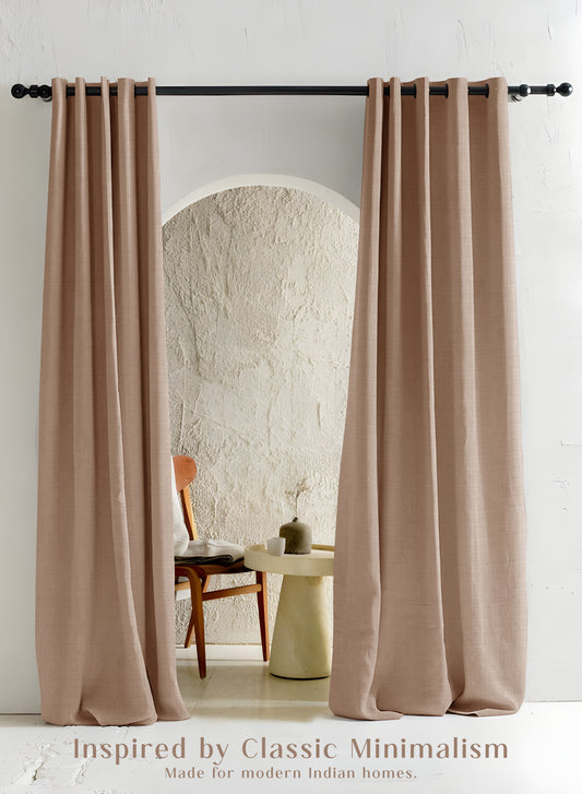 Cocoon Minimal Texture Room Darkening Curtains | Modern Aesthetic | Camel | Set of 2 | Fully Customizable