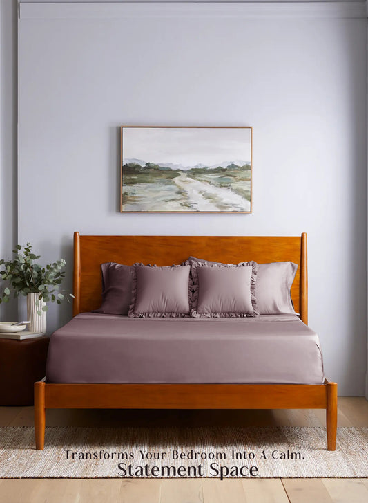 Home Crayons LuxeSoft™ Double Bedsheet Set | Oversized King | Includes 2 Pillow Covers & 2 Cushion Covers | Mulberry