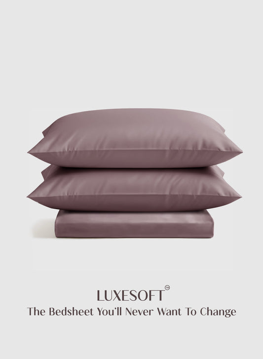 Home Crayons LuxeSoft™ Double Bedsheet Set | Oversized King | Includes 2 Pillow Covers & 2 Cushion Covers | Mulberry
