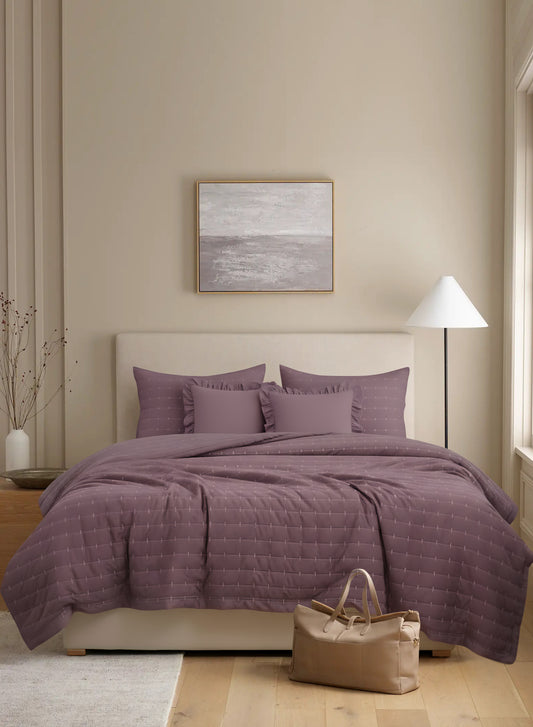 Home Crayons CloudTouch™ 5-Piece AC Comforter Set | 33% Oversized | Includes 2 Pillow & 2 Cushion Covers | Mulberry