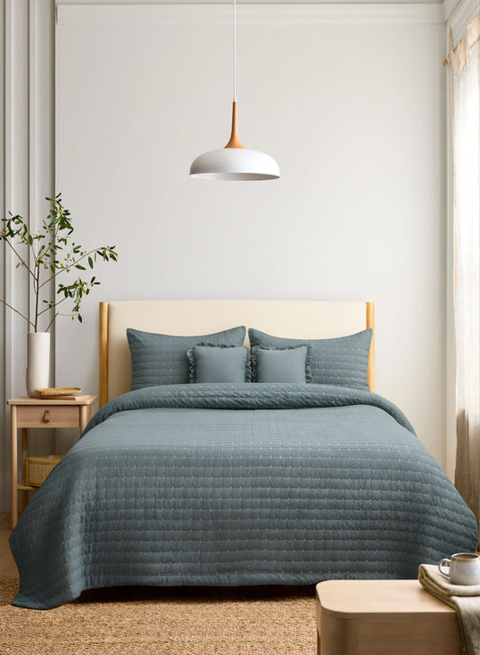 Home Crayons CloudTouch™ Comforter Set | All-Season | 33% Oversized | Includes 2 Pillow Covers & 2 Cushion Covers | Sage Blue