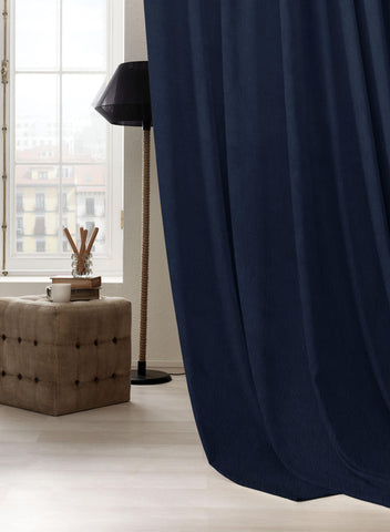 Meraki Velvet Curtain | Navy Blue
