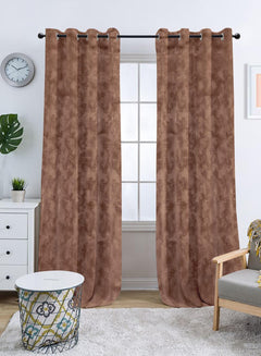Venezia Room Darkening Curtains | Luxe Jacquard Texture | Brown | Set of 2 | Fully Customizable