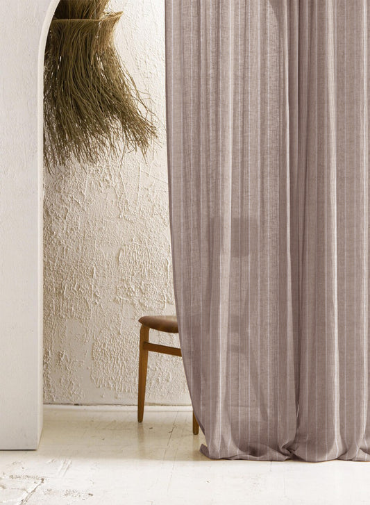 Evok Striped Sheer Curtains | Brown | Set of 2