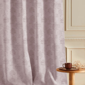 Bern Jacquard Blackout Curtains | Scenic Tree Pattern & Total Light Block | Deep Blush | Set of 2 | Fully Customizable