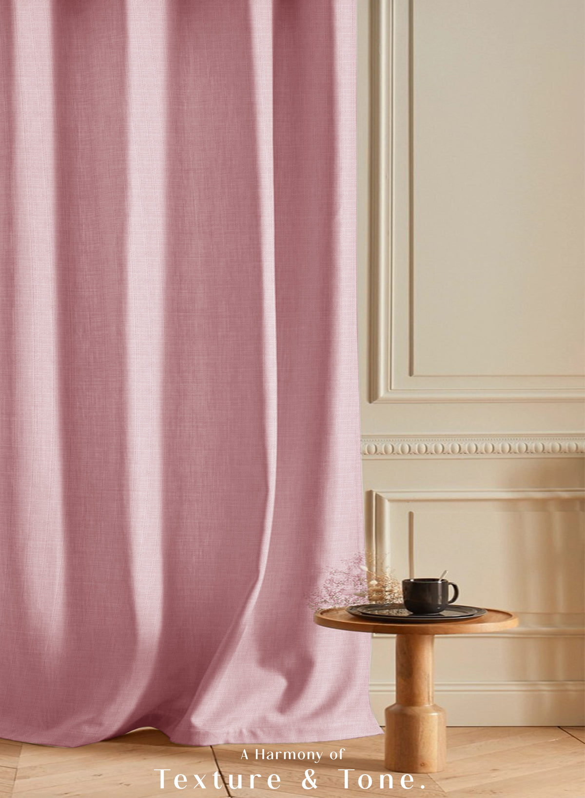 Cocoon Minimal Texture Room Darkening Curtains | Modern Aesthetic | Deep Blush | Set of 2 | Fully Customizable