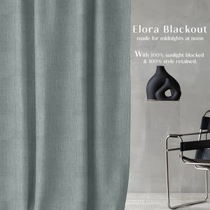Elora Textured Blackout Curtains | Minimal Design & Total Light Block | Sea Green | Set of 2 | Fully Customizable