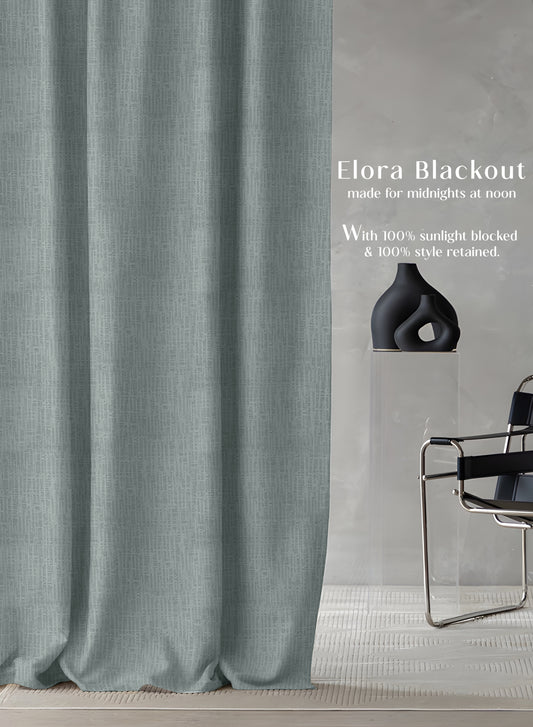 Elora Textured Blackout Curtains | Minimal Design & Total Light Block | Sea Green | Set of 2 | Fully Customizable