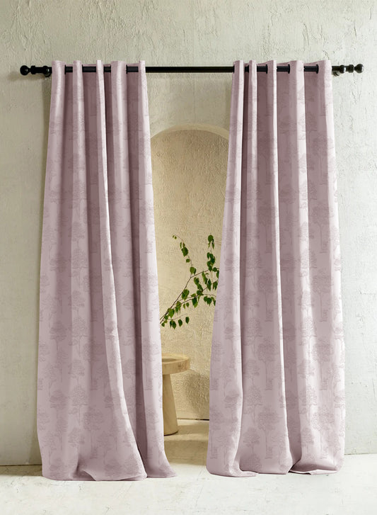 Bern Jacquard Room Darkening Curtains | Deep Blush | Set of 2 (Pattern 1)