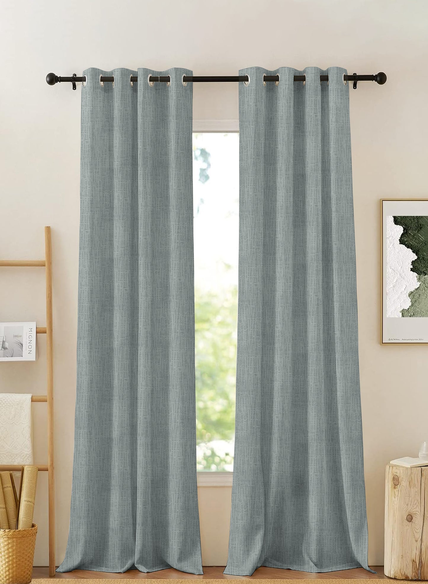 Elora Textured Blackout Curtains | Sea Green | Set of 2