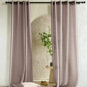 Evok Striped Sheer Curtains | Subtle Stripes & Soft Light Filter | Brown | Set of 2 | Fully Customizable