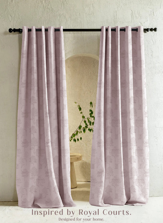 Bern Jacquard Blackout Curtains | Scenic Tree Pattern & Total Light Block | Deep Blush | Set of 2 | Fully Customizable