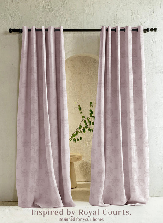 Bern Jacquard Room Darkening Curtains | Scenic Tree Pattern | Deep Blush | Set of 2 | Fully Customizable