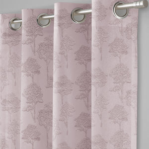 Bern Jacquard Blackout Curtains | Scenic Tree Pattern & Total Light Block | Deep Blush | Set of 2 | Fully Customizable