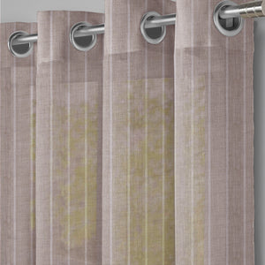 Evok Striped Sheer Curtains | Subtle Stripes & Soft Light Filter | Brown | Set of 2 | Fully Customizable