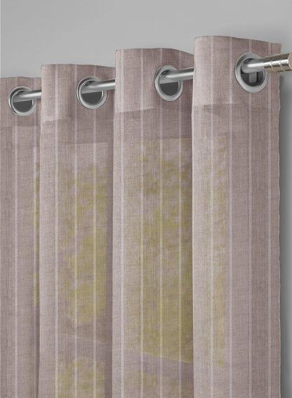 Evok Striped Sheer Curtains | Brown | Set of 2