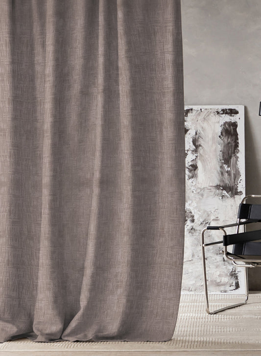 Elwana Jacquard Blackout Curtains | Brown | Set of 2 (Pattern 2)