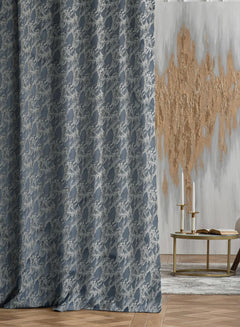 Flavia Jacquard Blackout Curtains | Turkish Blue | Set of 2 (Pattern 5)