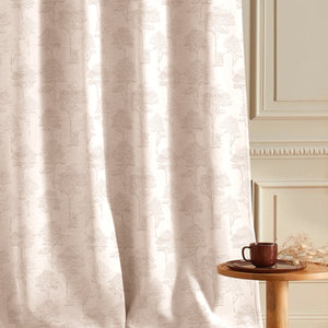 Bern Jacquard Blackout Curtains | Scenic Tree Pattern & Total Light Block | Pastel Yellow | Set of 2 | Fully Customizable