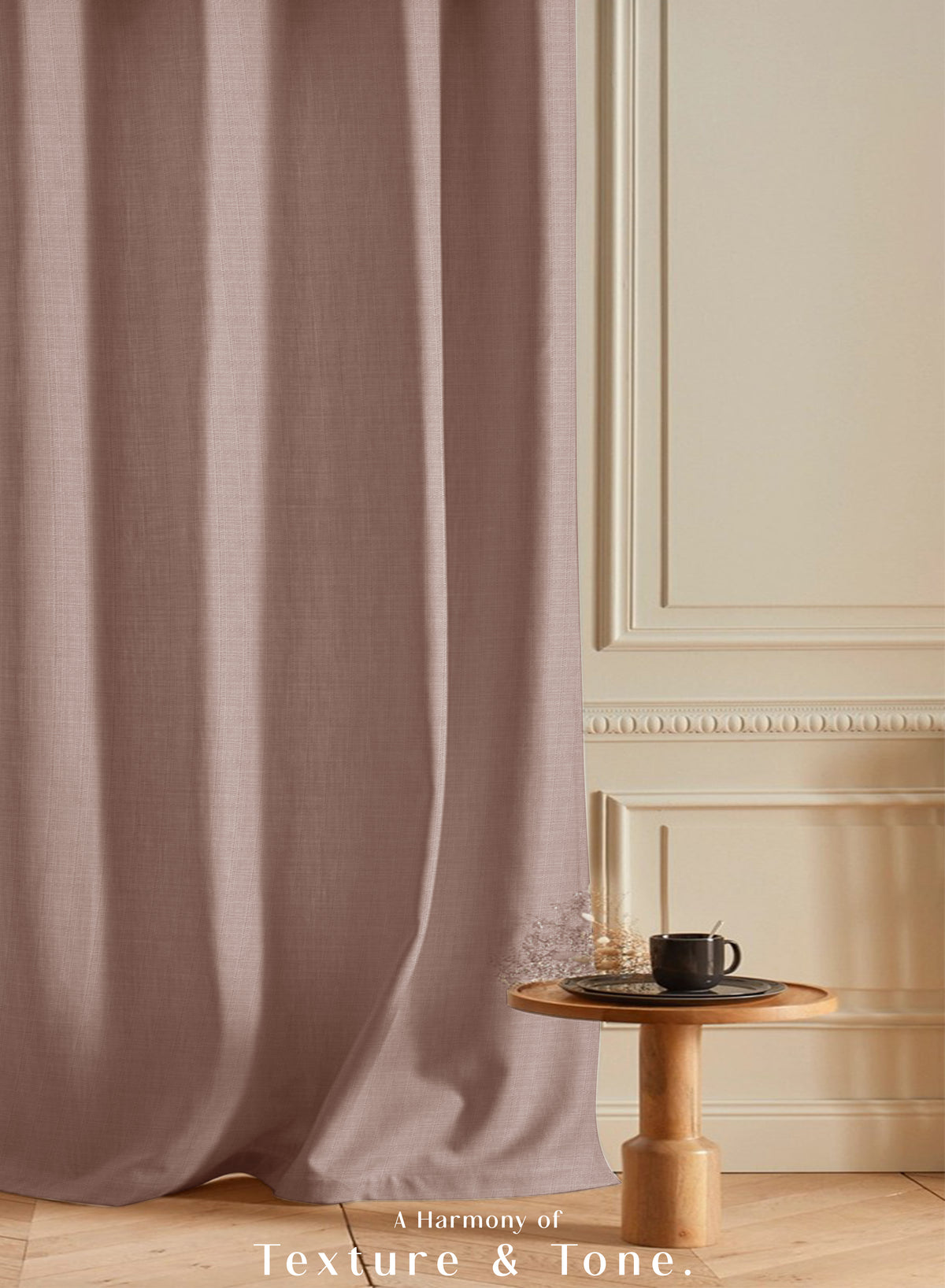 Cocoon Minimal Texture Blackout Curtains | Modern Aesthetic & Total Light Block | Pale Brown | Set of 2 | Fully Customizable